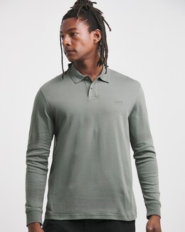 BOSS Classic Long Sleeve Grey Interlock Polo