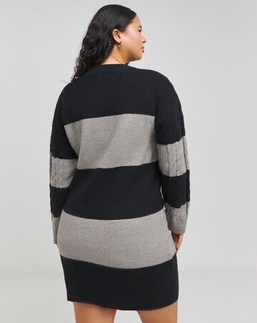 Grey and Black Stripe Cable Knit Dress