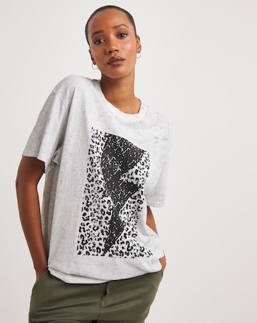 Grey Animal Lightning Bolt T-Shirt