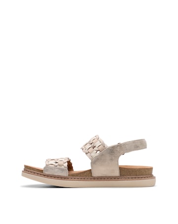 Clarks Metallic Arwell Glide Woven Strap Leather Sandal Standard Fit