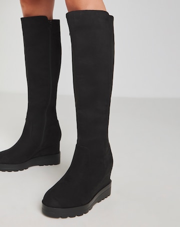 Leyner Stretch Wedge Knee High Boots - Extra Wide Fit (EEE) & Standard Calf