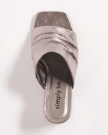 Elissa Metallic Ruched Heeled Mule Sandals Extra Wide EEE Fit