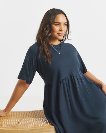 Simply Be Navy Jersey Smock Midi Dress With Pockets