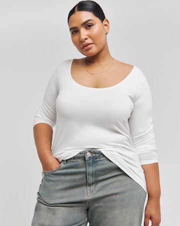 White Scoop Neck Top