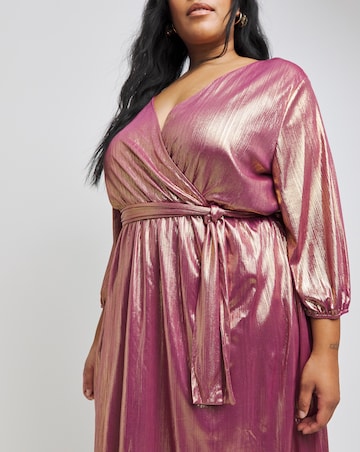 Lovedrobe Metallic Wrap Midi Dress