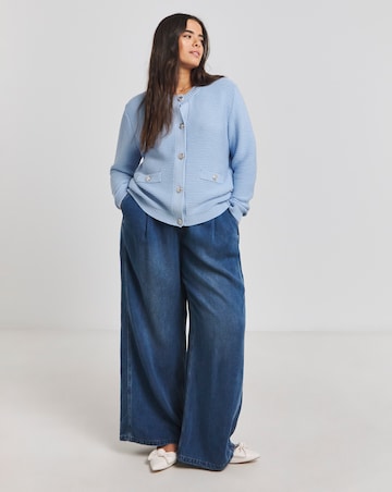 Simply Be Blue Crew Neck Trophy Cardigan