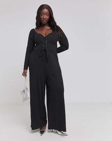 Wide Leg Stretch Rib Jumpsuit