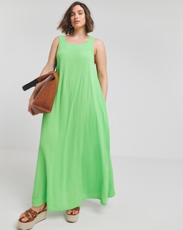 Simply Be Green Crinkle Trazepe Maxi Dress