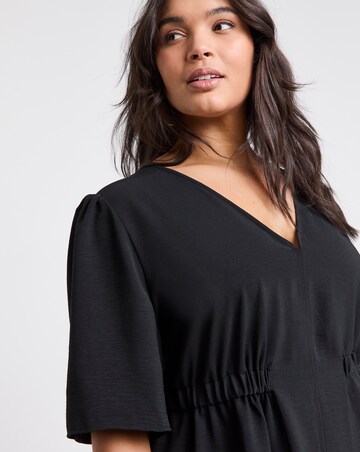 Simply Be Black Cinched Waist Skater Dress With Pockets