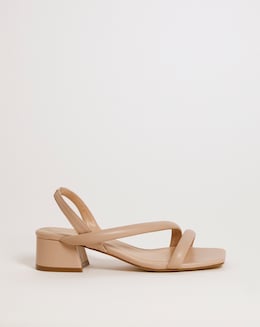 Avery Asymmetric Low Block Heeled Sandals - Wide Fit (E)