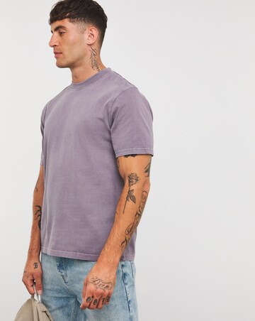 Relaxed Fit Acid Wash T-Shirt- Mauve