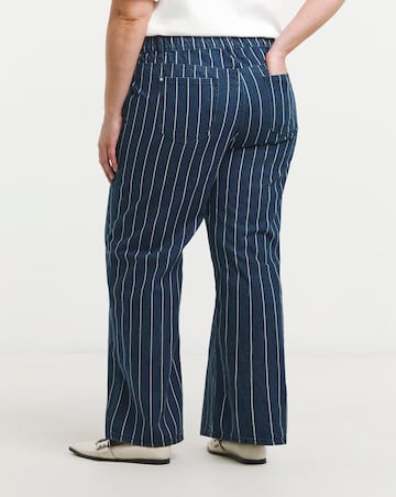 Simply Be Striped Blue Wide Leg Jeans