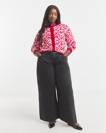 Simply Be Crew Neck Leopard Print Cardigan