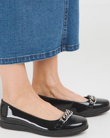 Heavenly Soles Marilyn Chain Trim Ballerina - Wide Fit (E)