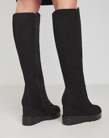 Leyner Stretch Wedge Knee High Boots - Extra Wide Fit (EEE) & Standard Calf