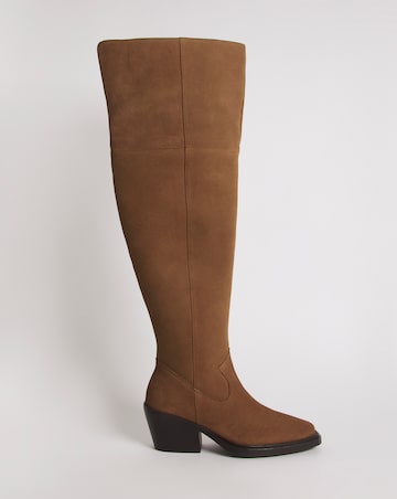 Zena Western Cowboy Suede Over The Knee Boots - Wide Fit (E) & Super Curvy Calf