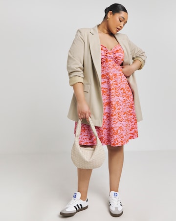Simply Be Ditsy Floral Supersoft Jersey Knot Front Skater Dress