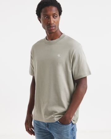 Calvin Klein Jeans Short Sleeve Back Painted Logo T-Shirt - Beige