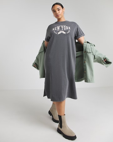 Simply Be Acid Wash Short Sleeve Graphic T-Shirt Dress