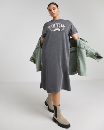 Simply Be Acid Wash Short Sleeve Graphic T-Shirt Dress