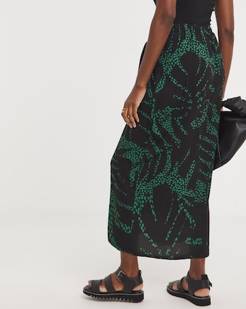 Green Printed Fixed Wrap Skirt