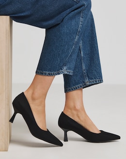 Heavenly Soles Connie Kitten Heel Pointed Court Shoe - Wide Fit (E)