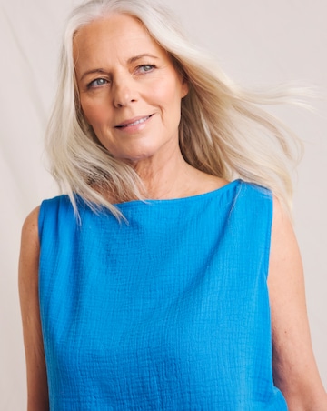 Julipa Pure Cotton Textured Button Back Top