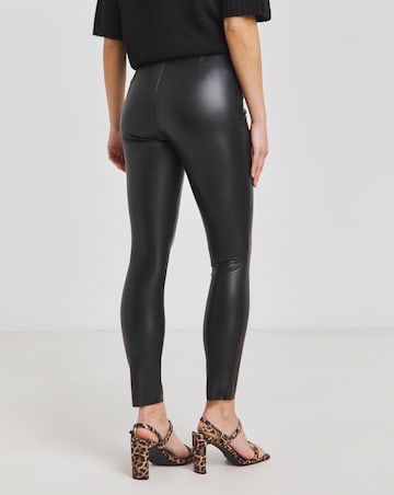 Black Seam Detail High Waist PU Leggings
