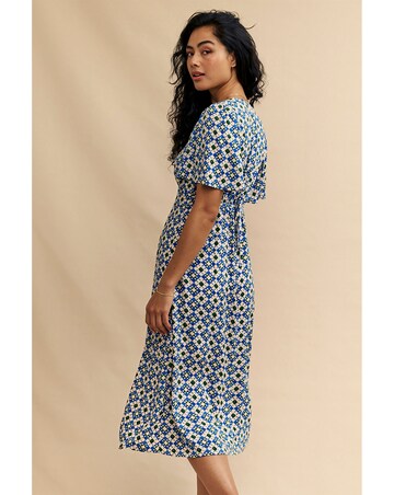 Nobody's Child Blue Geometric Dee Dee Midi Dress