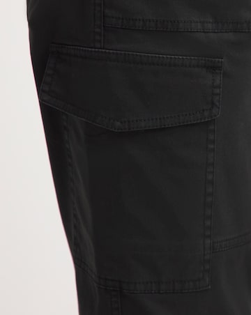 Black Cotton Rich Tapered Utility Trousers with Stretch