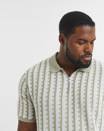 Jack & Jones Premium 1/4 Zip Polo - Sage Multi