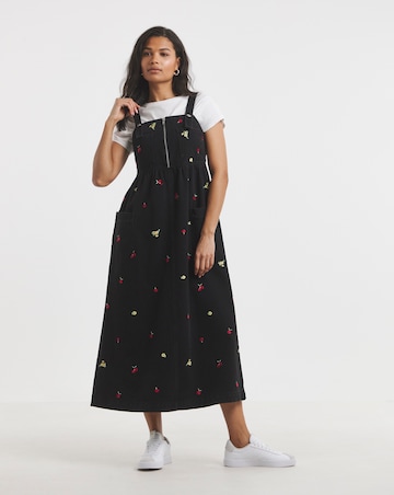 Floral Embroidered Midaxi Pinafore Dress