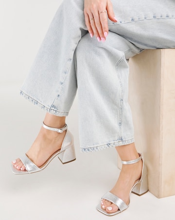 Rimona Metallic Barely There Block Heeled Sandals - Wide Fit (E)
