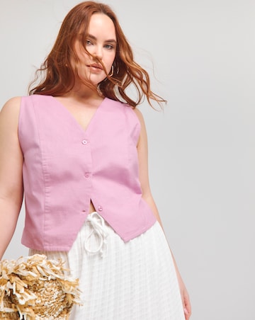 Native Youth Lilac Linen Mix Waistcoat