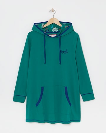 Joe Browns Christmas Longline Hoodie Dark Green