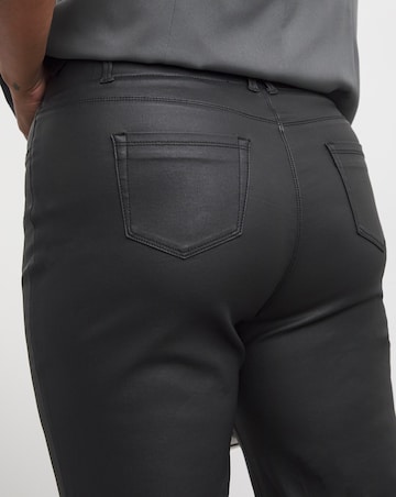 Black Coated Pull On Wide Leg Jeggings
