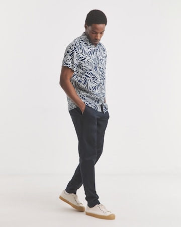Short Sleeve Revere Collar Print Shirt