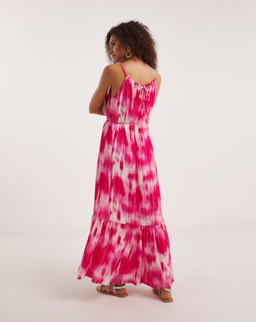 Ro&Zo Pink Tie Dye Texture Tie Waist Maxi Dress