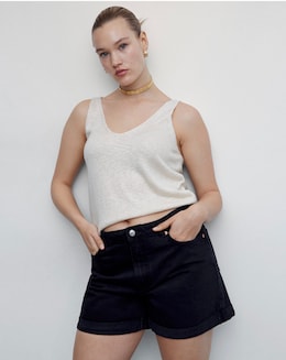 Mango Mom Fit Denim Shorts