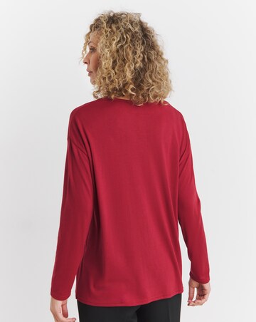 Red Cut Out Neck Long Sleeve Top