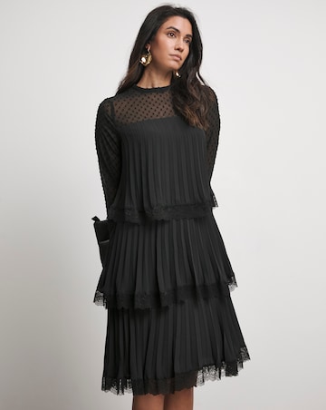 Joanna Hope Tiered Shift Dress With Lace Trim