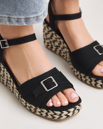 Agatha Buckle Wedge Espadrille Sandals - Extra Wide Fit (EEE)