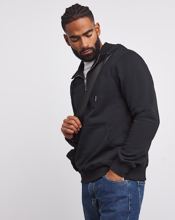 1/4 Zip Hoodie Long- Black