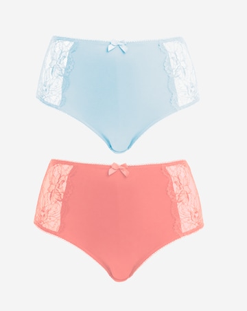 Pretty Secrets (2 Pack) Ella Lace Full Knickers Blue/Coral