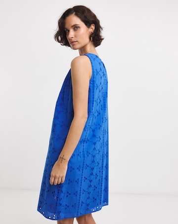 Pure Cotton Broderie Sleeveless Shift Dress