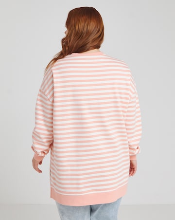 Simply Be Peach & Ivory Stripe Side Split Sweatshirt Tunic