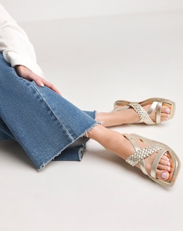 Selma Leather Woven Elastic Sandal - Extra Wide Fit (EEE)