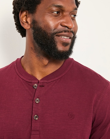 FatFace Woodside Long Sleeve Henley (Regular & Tall) - Burgundy