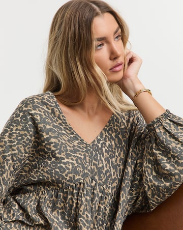 Simply Be Animal Linen Blend Smock Dress