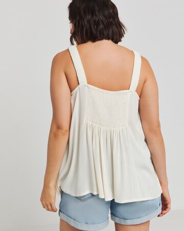 Simply Be Ecru Crinkle Ruched Strap Cami